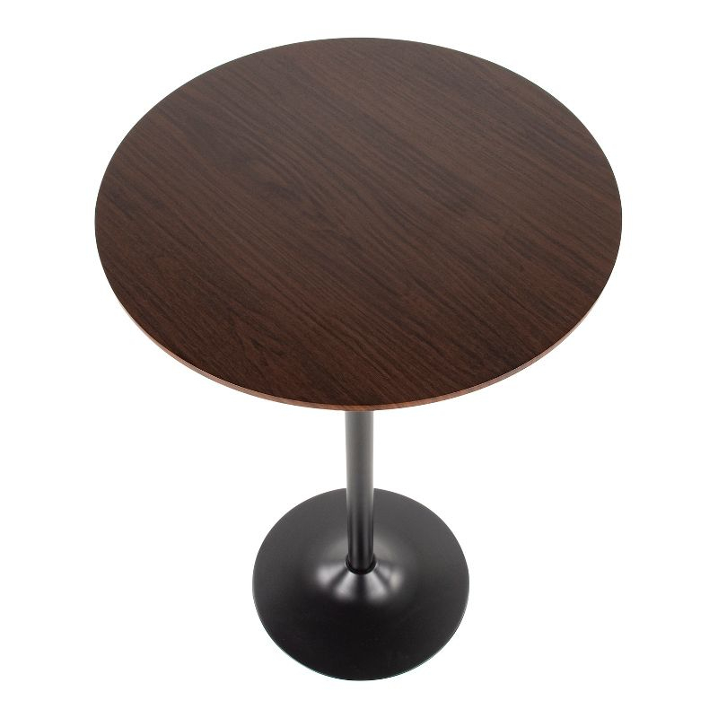 LumiSource Pebble Adjustable Dining To Bar Table Black/Espresso : Modern Laminated Wood, Steel Pedestal Base, Seats 2
