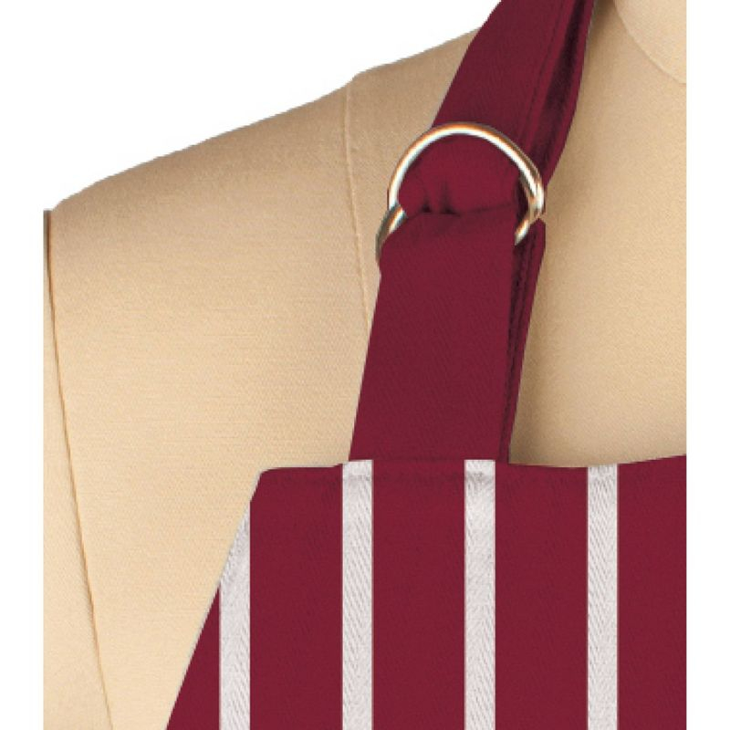 Pinstripe Chef Apron Red - MU Kitchen: Cotton Herringbone Kitchen Textile, Machine Washable, 35"x26"