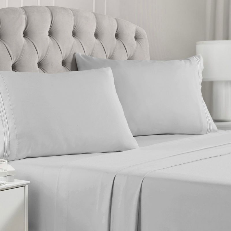 Mellanni Brushed Microfiber Sheet Set, Queen, Light Gray, 4 Piece