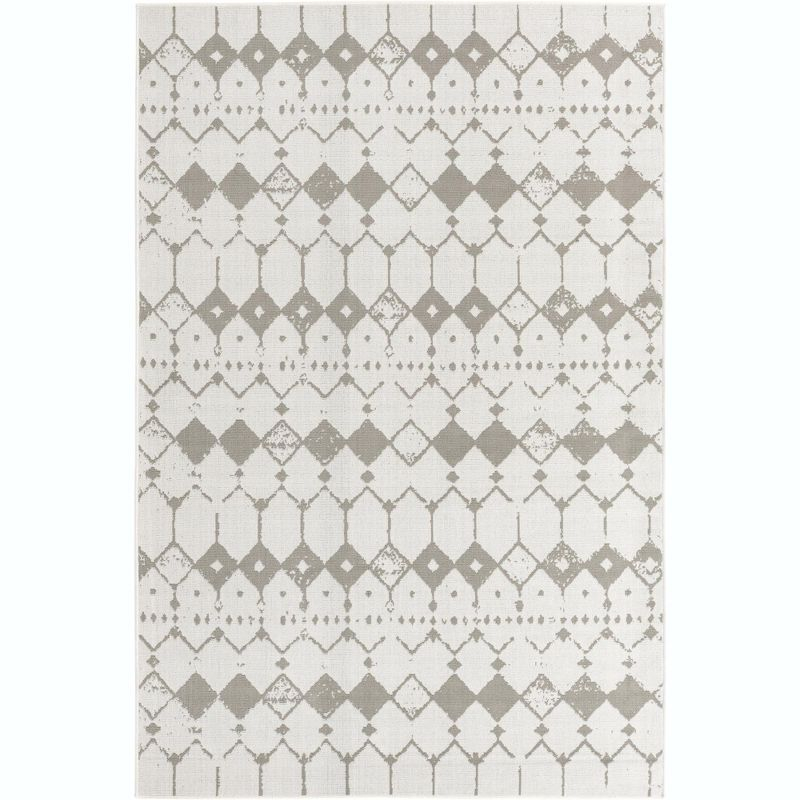 Unique Loom 6' 0 x 9' 0 Ivory and Gray Outdoor Trellis Cardak Area Rug