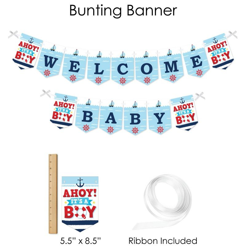 Big Dot of Happiness Ahoy It's a Boy - Nautical Baby Shower Supplies - Banner Decoration Kit - Fundle Bundle