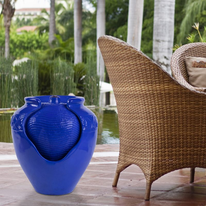 Nature Spring Electric Jar Water Fountain – 15" x 17", Cobalt Blue