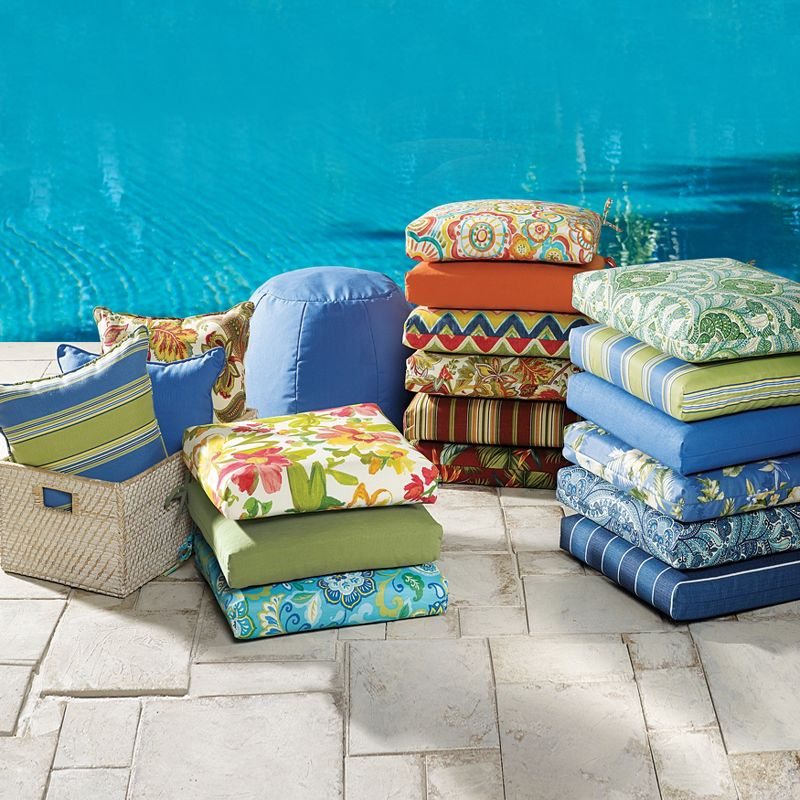BrylaneHome Bh Outdoor Performance Set Of 4 Stacking Chair Pads - Geranium