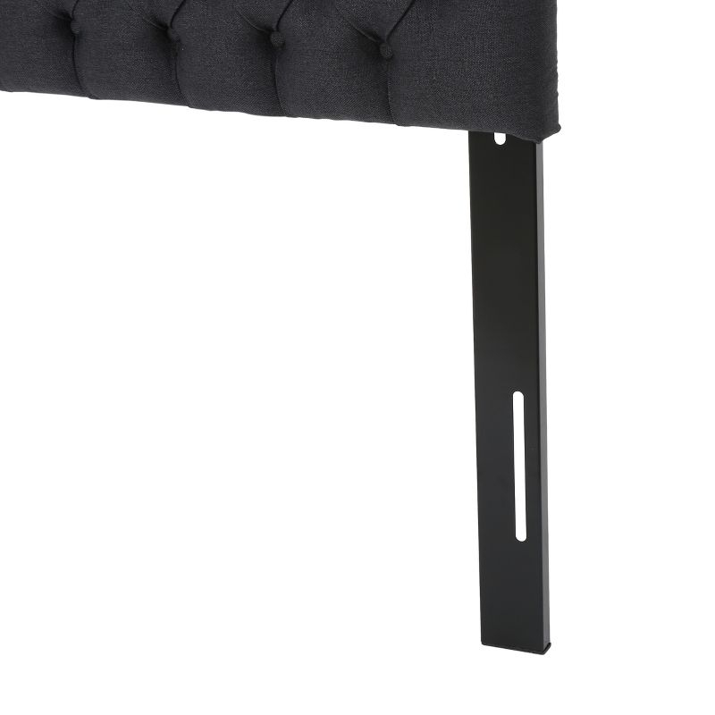 GDFStudio Brunet Contemporary Tufted Adjustable Upholstered Queen Headboard, Dark Charcoal/Fabric