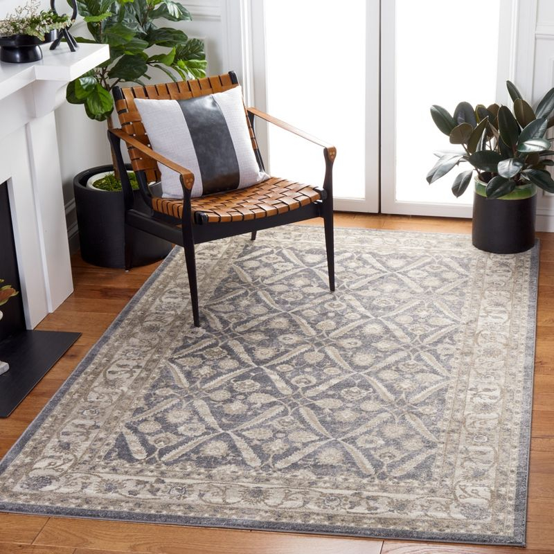Sofia SOF378 Power Loomed Indoor Area Rug - Dark Grey/Beige - 4'x5'7" - Safavieh
