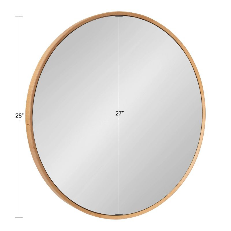 28" x 28" Norlund Framed Round Decorative Wall Mirror Natural - Kate & Laurel All Things Decor: Beechwood, No Assembly