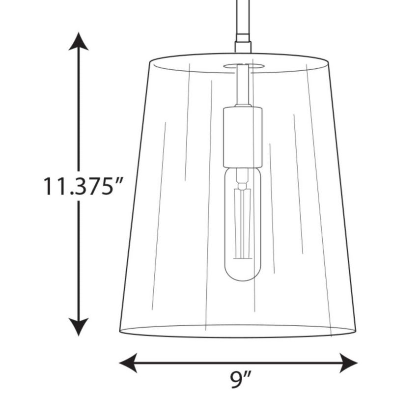Progress Lighting, Clarion, 1-Light Pendant, Matte Black, Clear Glass Shade
