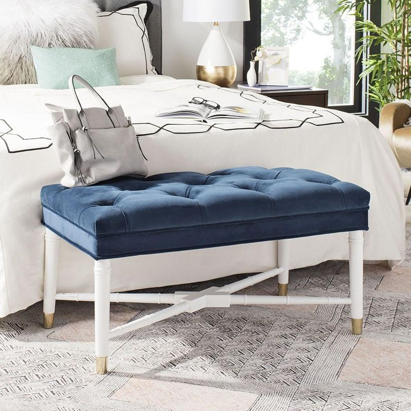 Rory Contemporary Tufted Bench - Navy - Safavieh