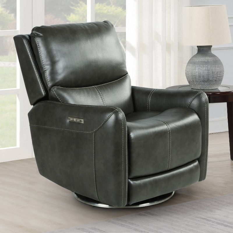 Athens Charcoal upholstered Swivel Power Recliner - Steve Silver Co.