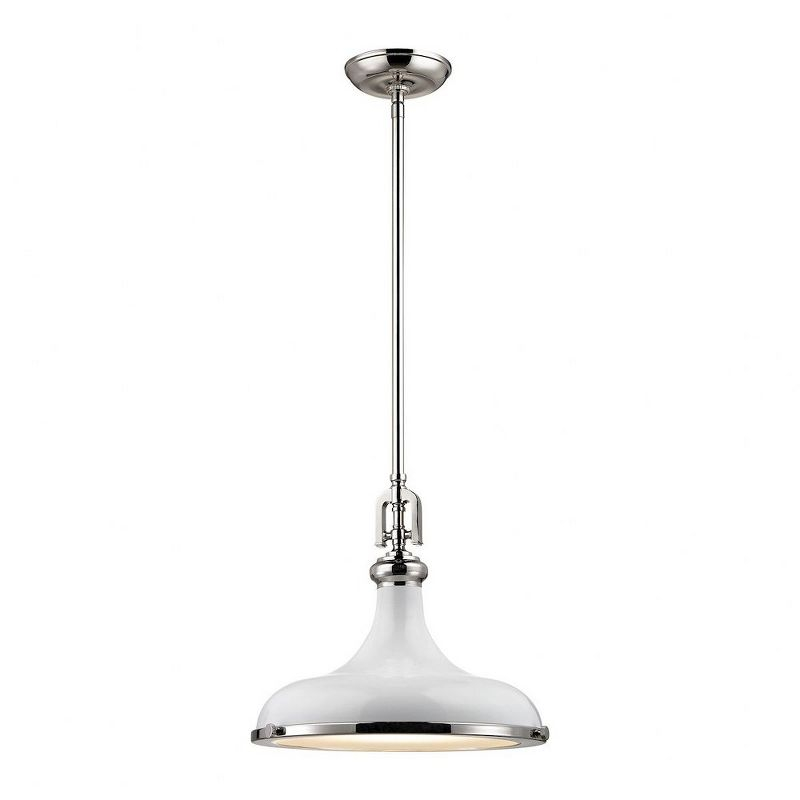 Elk Home Rutherford 1 - Light Pendant in  Gloss White/Polished Nickel
