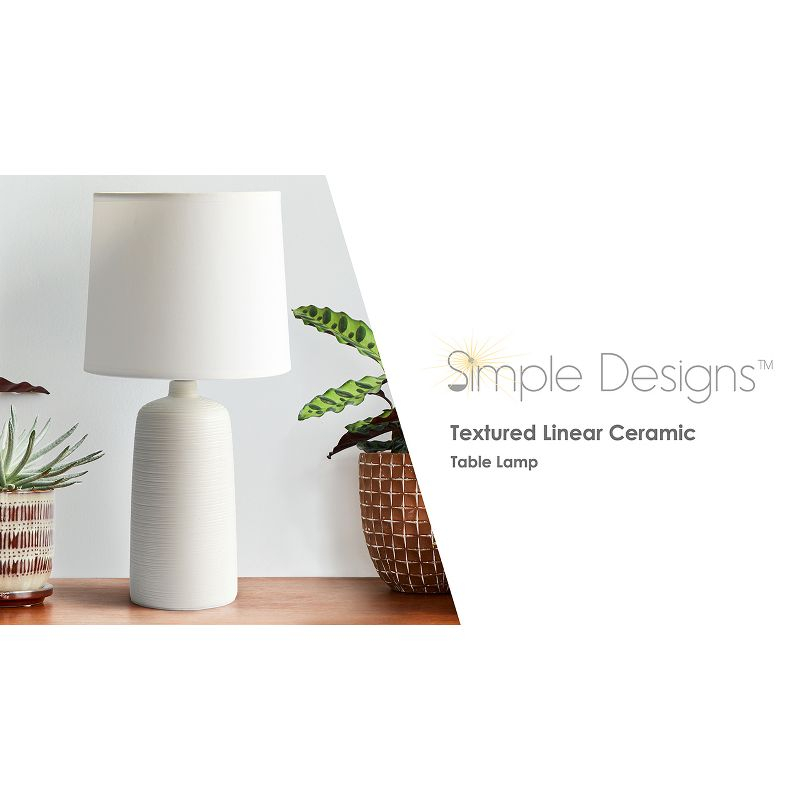 Textured Linear Ceramic Table Lamp Gray - Simple Designs