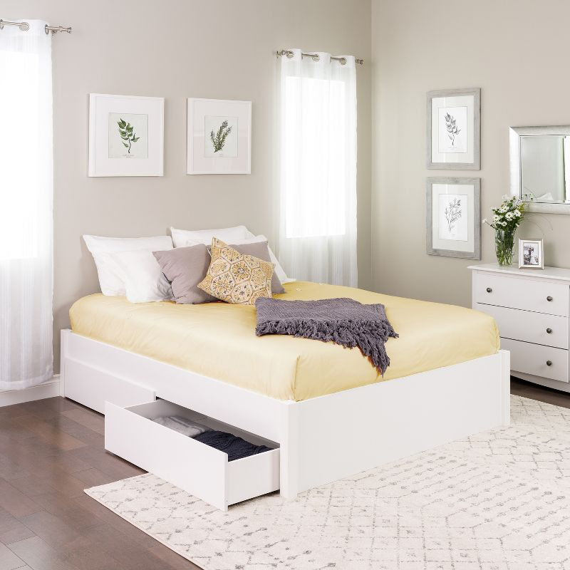 Queen Select 4 - Post Platform Bed with 2 Drawers White - Prepac