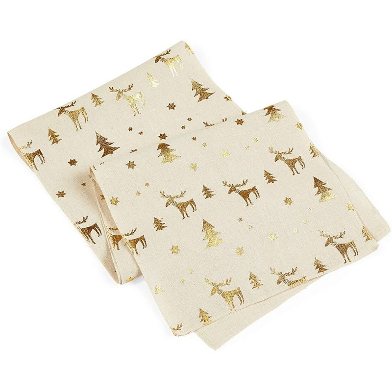 Juvale Christmas Placemats with Table Runner (Gold Foil, 6 Pieces)