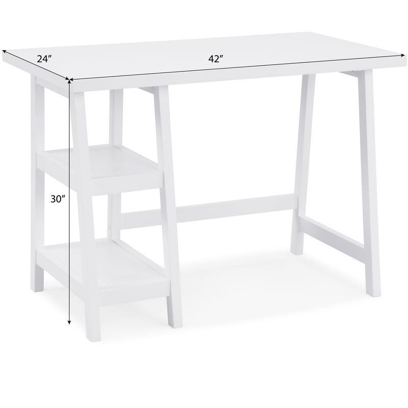 Roundhill Furniture Redina Contemporary Wood Writing Desk with Storage, White
