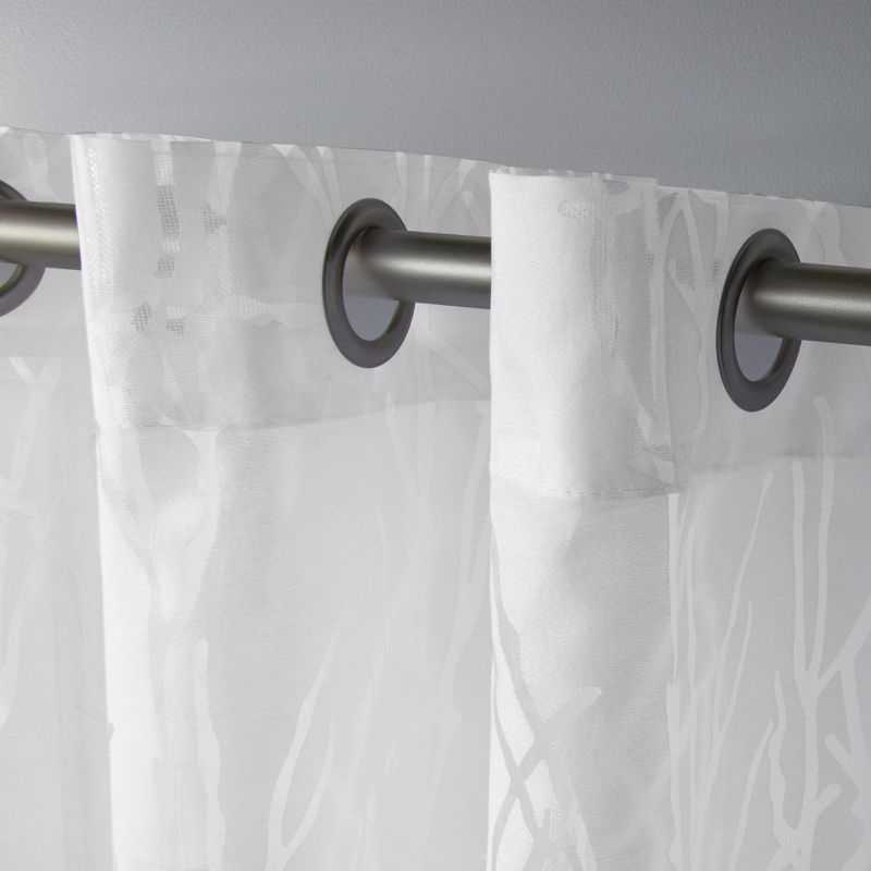 Exclusive Home Edinburgh Sheer Branch Burnout Grommet Top Curtain Panel Pair, 52"x96", Winter White
