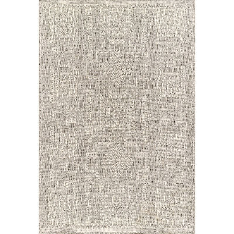 Momeni 5'3"x7' Hampton Jaxon Machine Loomed Indoor/Outdoor Area Rug Gray: Geometric Rectangle, Low Pile Polypropylene