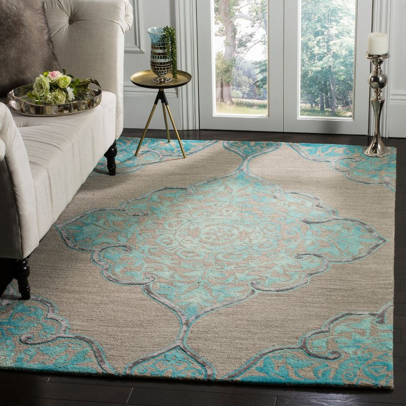 Dip Dye DDY510 Hand Tufted Indoor Area Rug - Grey/Turquoise - 5'x8' - Safavieh