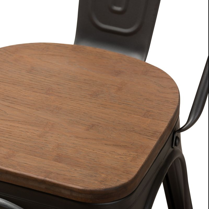 Set of 2 Henri Tolix Finished Steel Stackable Dining Chairs Brown - BaxtonStudio