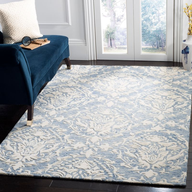 Blossom BLM107 Hand Tufted Indoor Area Rug - Blue/Ivory - 5'x8' - Safavieh