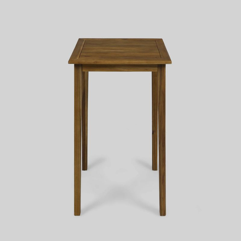 Polaris Acacia Wood Square Bar Table Teak - Christopher Knight Home: Outdoor Patio Furniture, Weather-Resistant