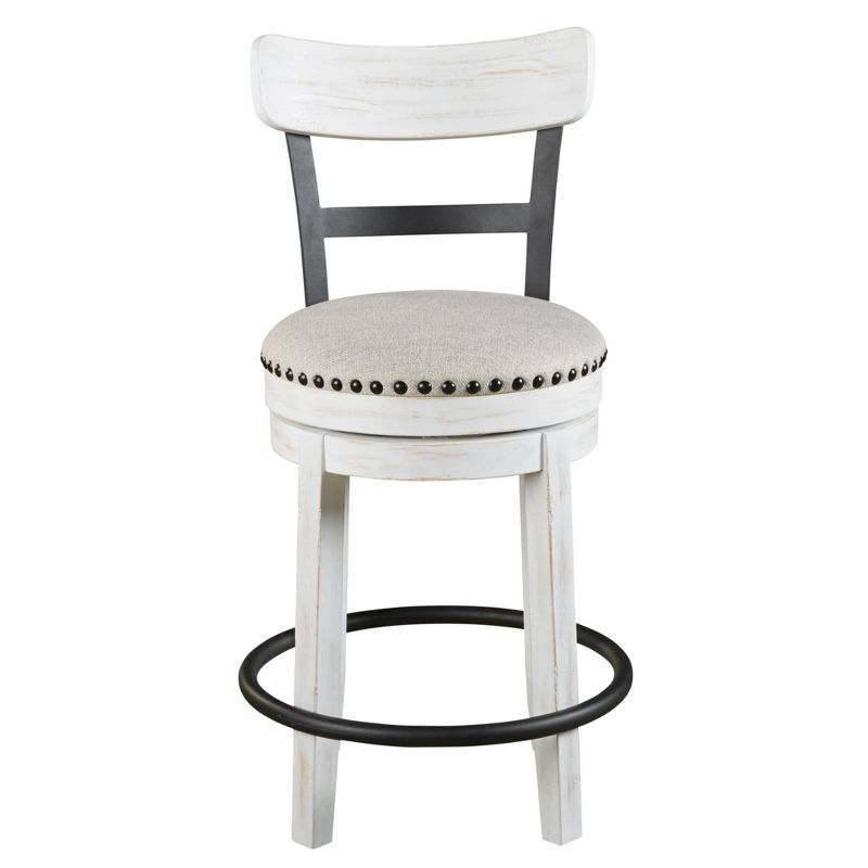 Signature Design by Ashley Valebeck Upholstered Swivel Counter Height Barstool White: Kitchen & Dining Furniture, Curved Back