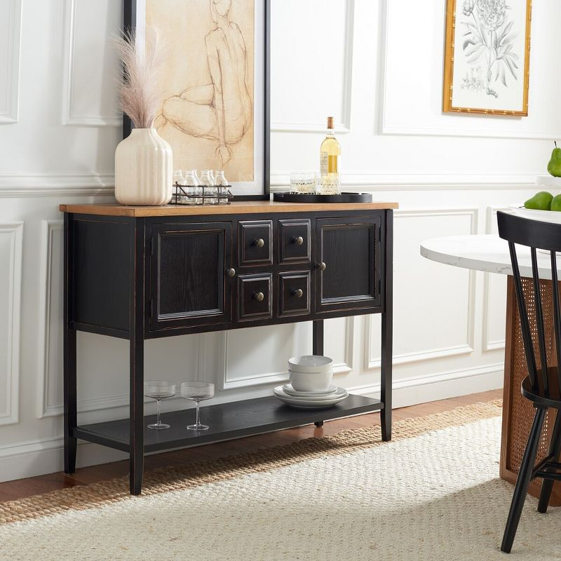 Charlotte Sideboard - Black/Oak Top - Safavieh.