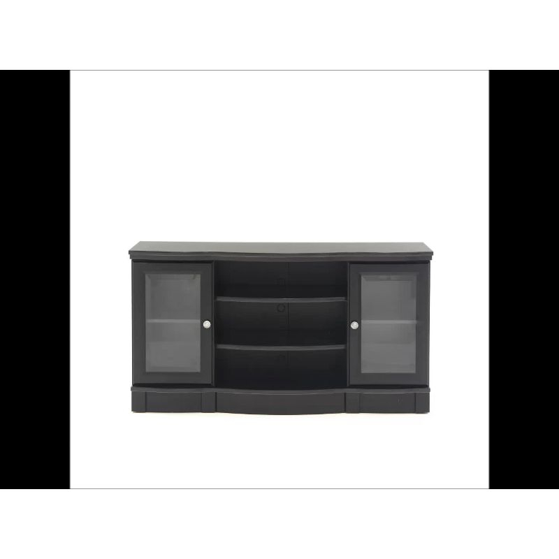 Sauder Regent Place Panel TV Stand for TVs up to 50" Estate Black: Entertainment Center with Storage, Paper Veneer Surface