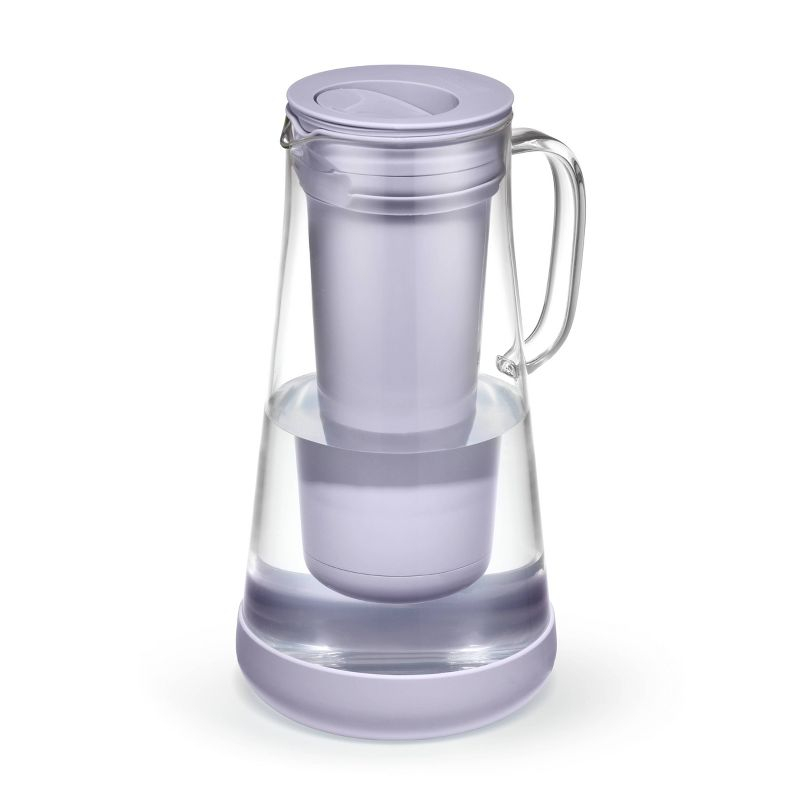 LifeStraw Home 7 Cup Glass Water Filter Pitcher with Silicone Base Wisteria