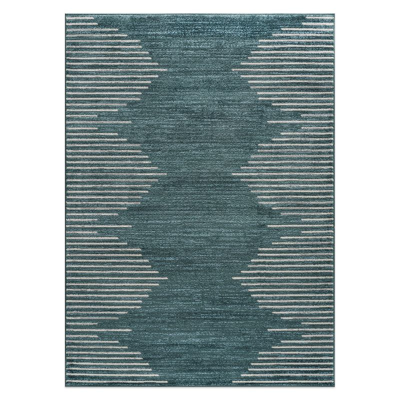 World Rug Gallery Bohemian Stripe Area Rug - TEAL 5'x7'