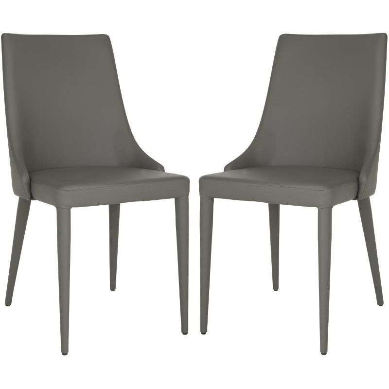 Summerset 19" H Leather Side Chair (Set of 2) - FOX2014 - Grey - Safavieh Couture