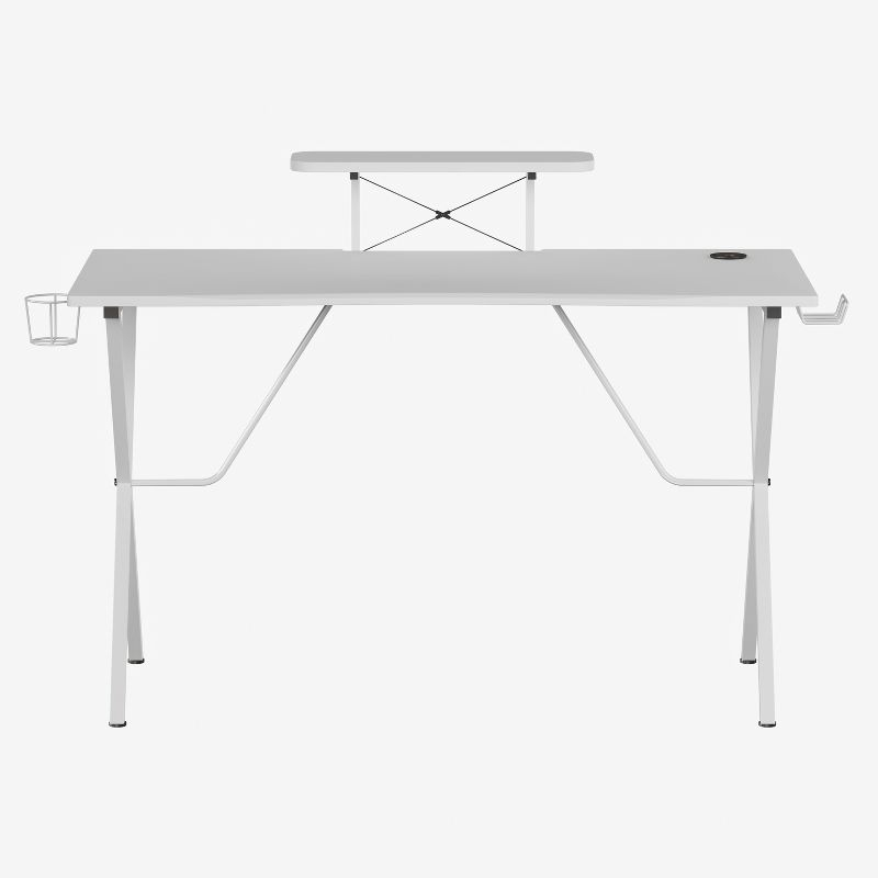 Flash Furniture White Gaming Desk with Cup Holder, Headphone Hook, and Monitor/Smartphone Stand