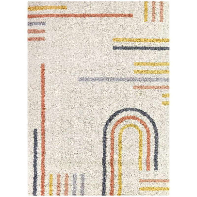 Balta Rugs 5'3"x7' Erin Striped Plush Teen Rug Cream: High Pile, Stain-Resistant, OEKO-TEX Certified, Indoor Use