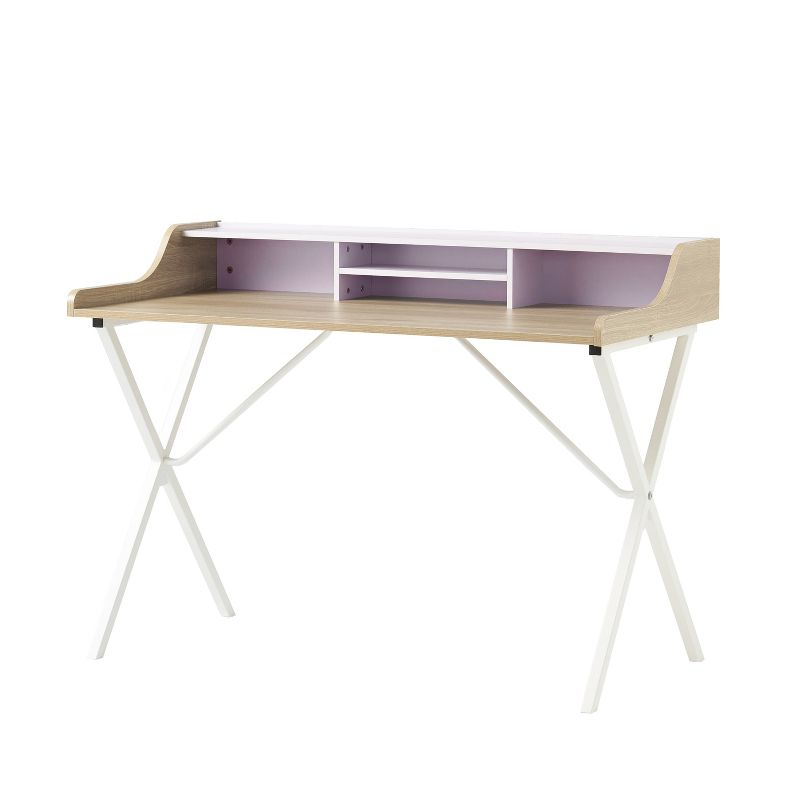 GDFStudio Alexandria Modern Faux Wood Computer Desk, Oak/White