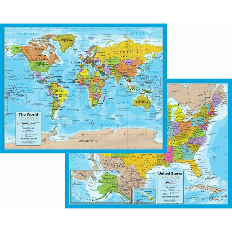 Waypoint Geographic World/USA Laminated Notebook Maps, 12 Count