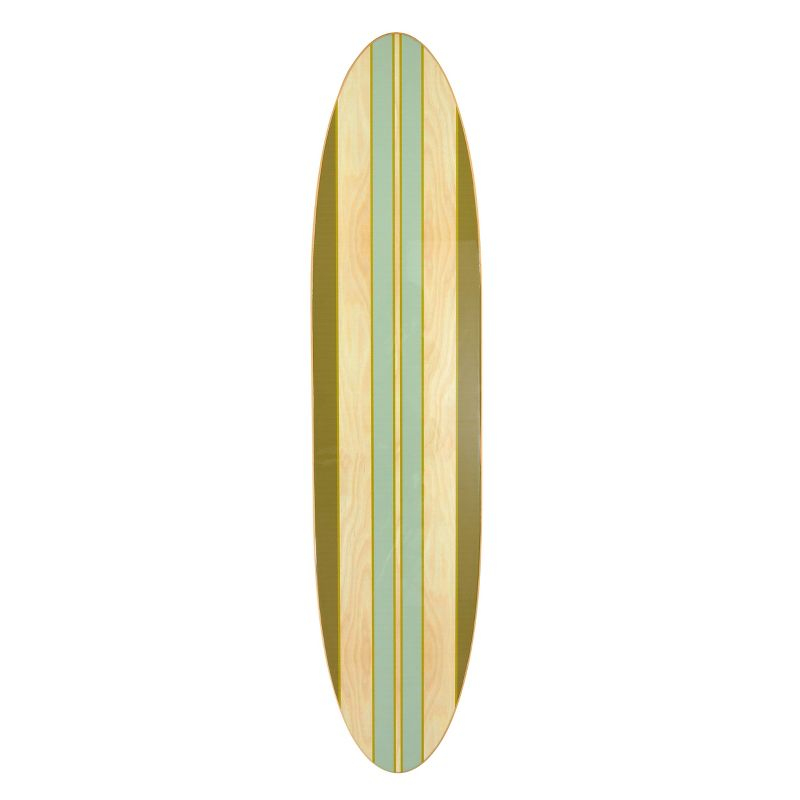 Storied Home Lacquered Wood Surfboard Wall Decor: Modern Beachfront Style, Hangs Vertically or Horizontally
