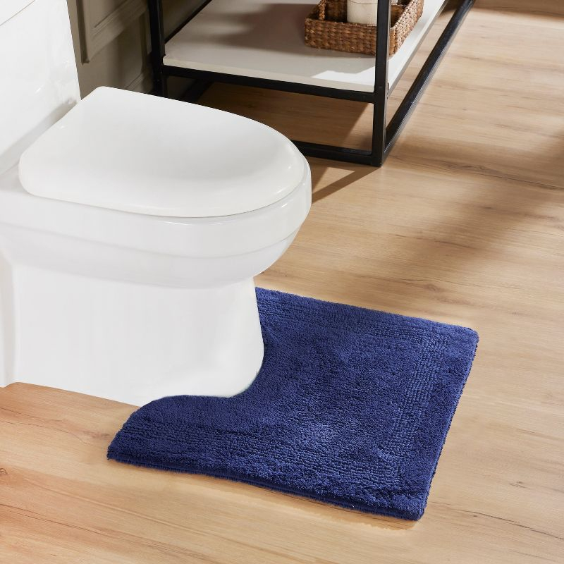 Better Trends Lux 100% Cotton Tufted Solid Reversible Bath Rug 20" x 20" Contour - Navy