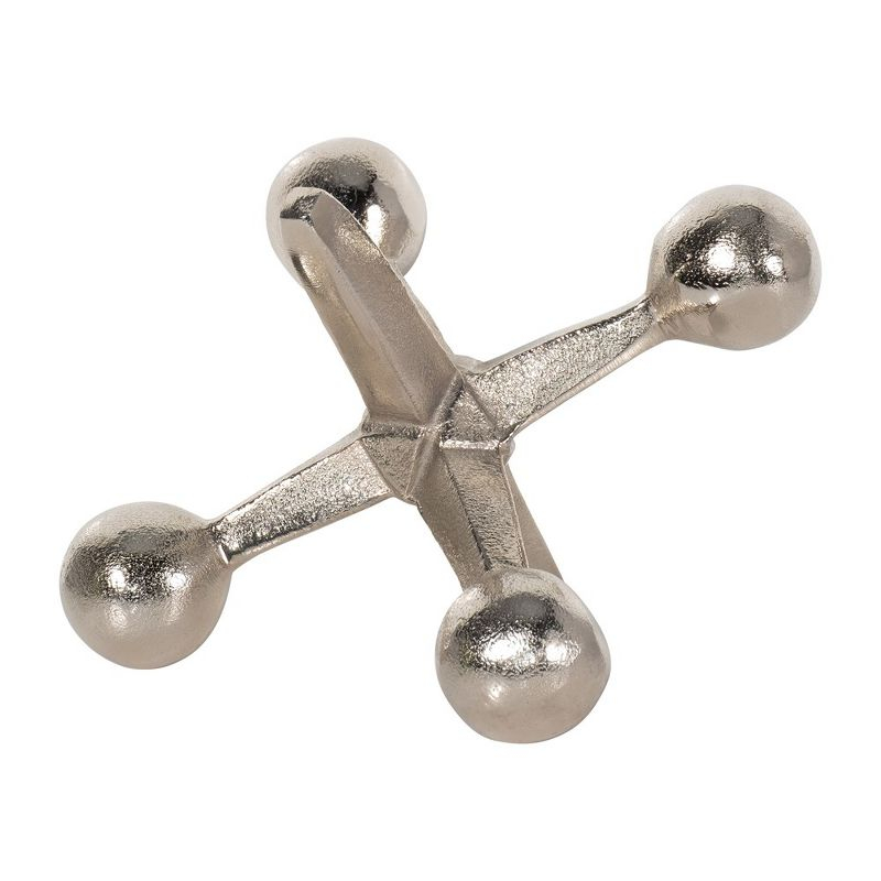 Sagebrook Home Creative Metal Jacks Sculpture for Room, Bedroom or Office Decor, Aluminum, Silver 7 L x 5 W x 5 H Inches