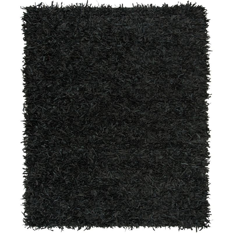 Leather Shag LSG601 Hand Knotted Area Rug - Black - 8'x10' - Safavieh.