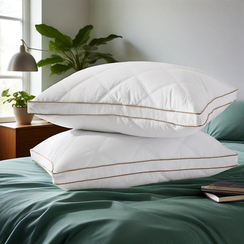 Peace Nest Set of 2 Goose Down Feather Gusseted Bed Pillows, Standard
