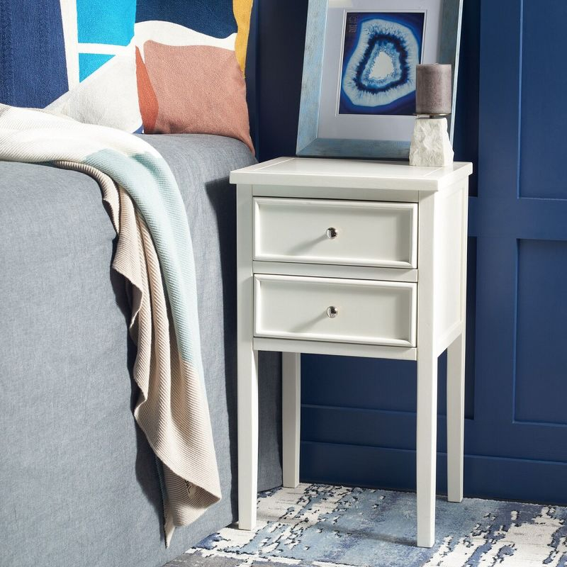 Toby Accent Table with Storage Drawers - White - Safavieh.