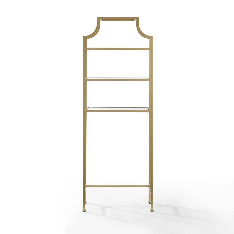 Aimee Space Saver Gold - Crosley: Modern Luxury Freestanding Toilet Hutch with 3 Tempered Glass Shelves