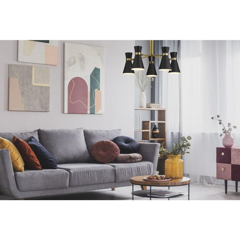 Z-Lite Soriano 5 - Light Chandelier in  Matte Black/Heritage Brass