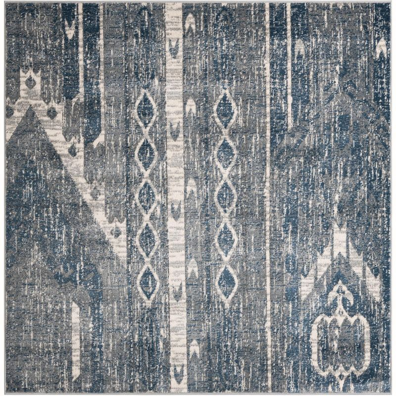 Unique Loom Portland Collection Area Rug - Orford (6' 1" Square Blue Gray/Gray)