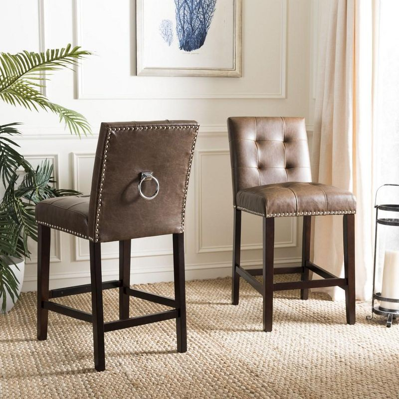 Nikita Counter Stool (Set of 2) - BST6303 - Brown/Espresso - Safavieh