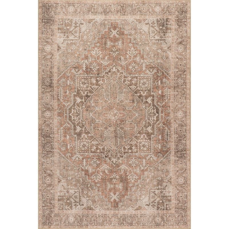 Nuloom Hillstone Collection Mariposa Traditional Vintage Medallion Area Rug, 6' 7" x 9', Ivory