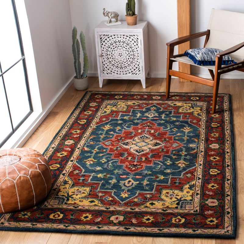 Heritage HG923 Hand Tufted Area Rug - Blue/Red - 4'x6' - Safavieh.