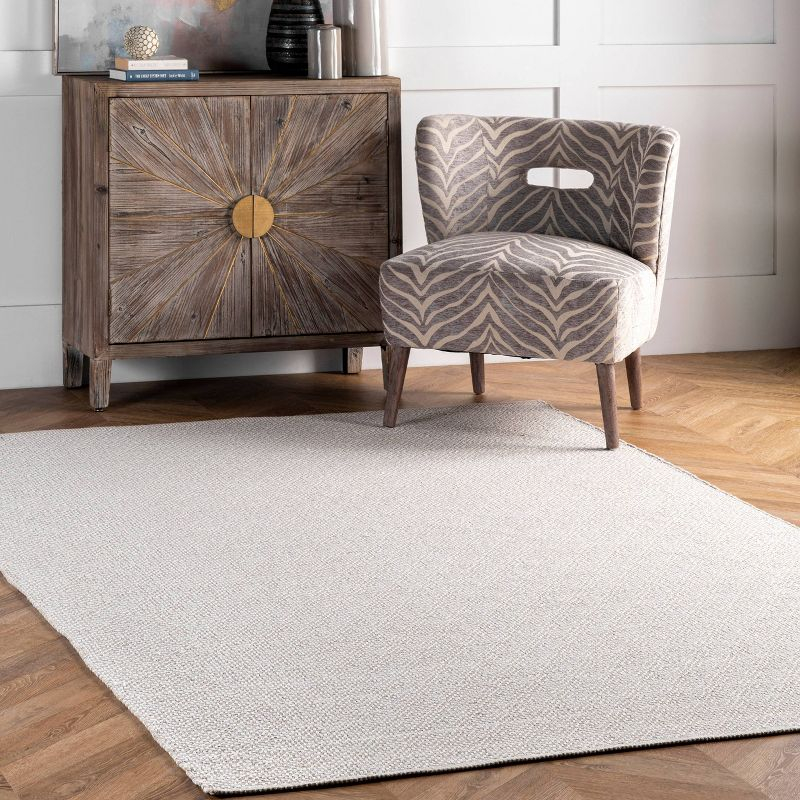 6'x9' Cotton Hand Loomed Lorretta Area Rug Taupe - nuLOOM: Modern Flat Pile Rectangle, Indoor Use, Canvas Backing
