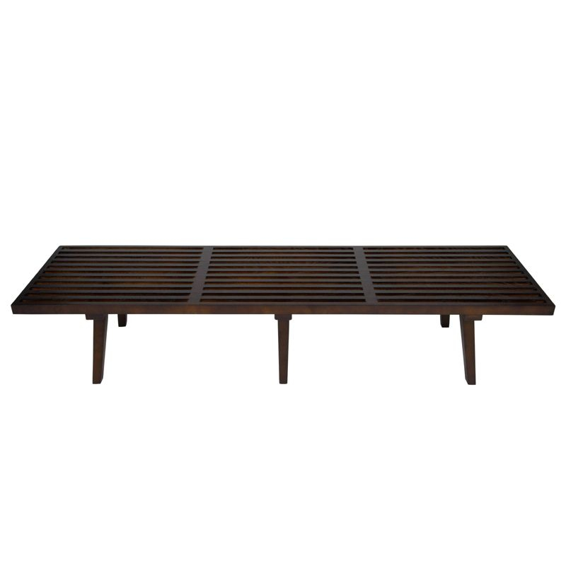 LeisureMod 72" Mid-Century Modern Slatted Wood Entry Bench, Indoor Accent Seating for Hallway or Bedroom
