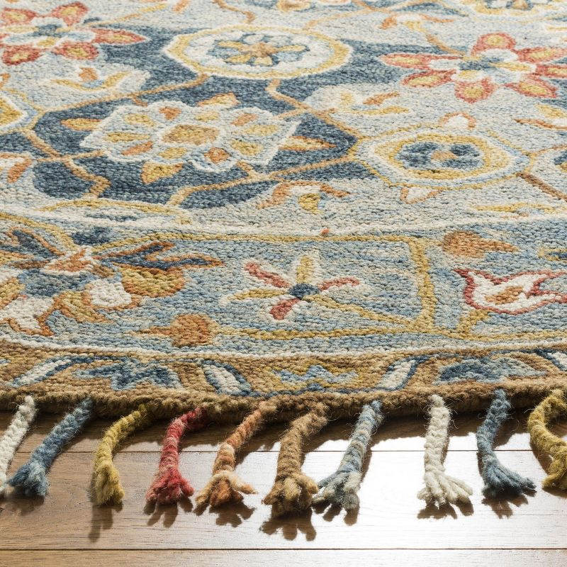 Aspen APN110 Hand Tufted Area Rug - Grey/Navy - 5' round - Safavieh.