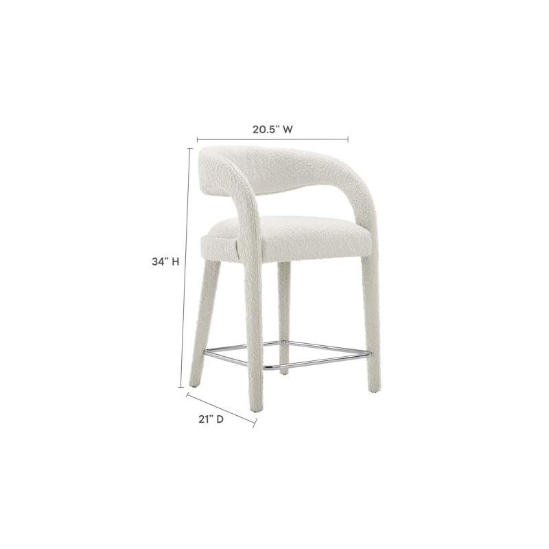 Modway Pinnacle Boucle Upholstered Counter Stool Set of Two
